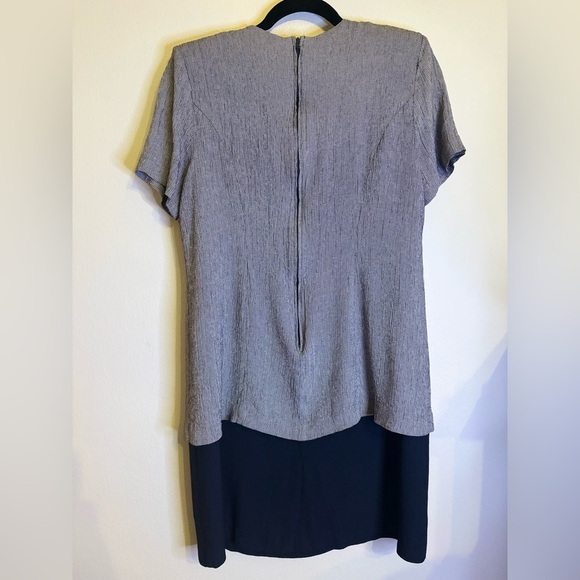 Michael Blake Vintage 14P Two-Piece Dress Jacket Set Navy & Gray Floral - Picture 5 of 11